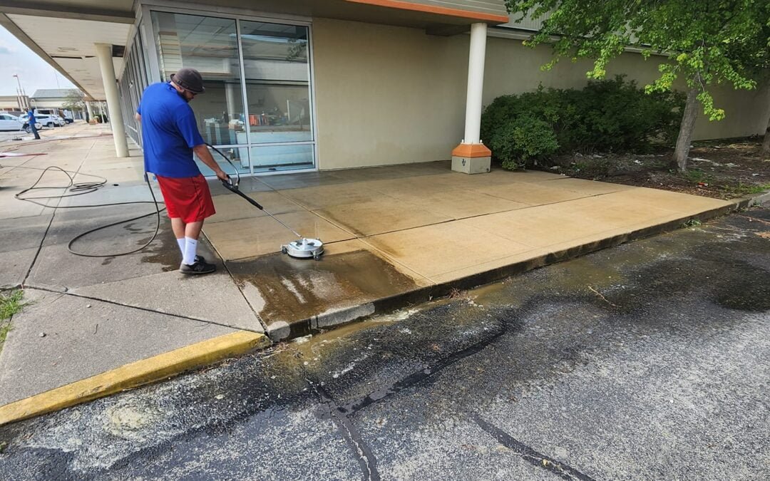 Parking Lot Pressure Washing to Remove Oil Stains